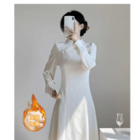 曼烟 情趣内衣 女性感睡衣透视连体睡裙盘扣古典长裙开裆免脱丁字裤制服诱惑纯