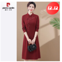 娅莎媞大码女装金丝绒连衣裙秋冬新款宽松复古中老年妈妈装改良旗袍裙子 黑色