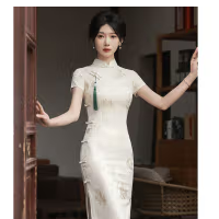 SMVP足浴技师工作服气质洗浴桑拿性感改良旗袍两件套足疗按摩养生工衣 杏色 S